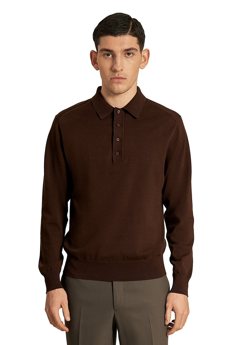 chocolate lab long  sleeve knitted polo