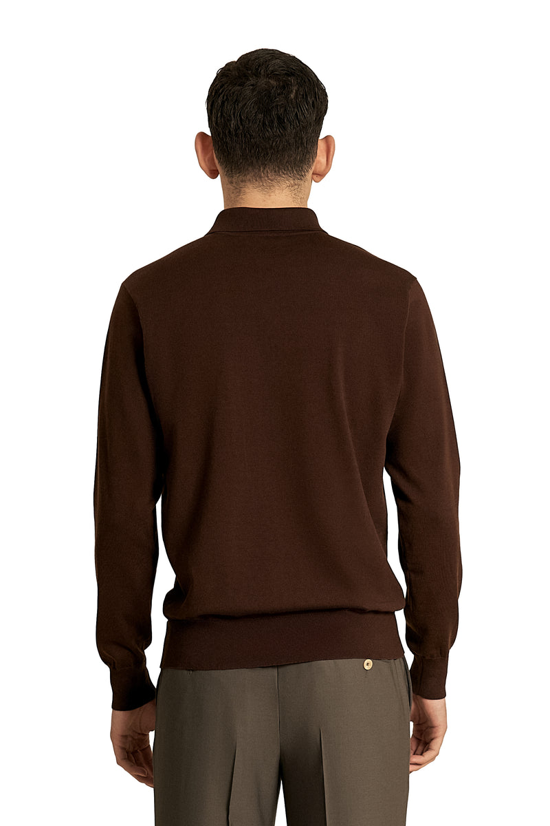 chocolate lab long  sleeve knitted polo