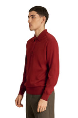 Sawy red long  sleeve knitted polo