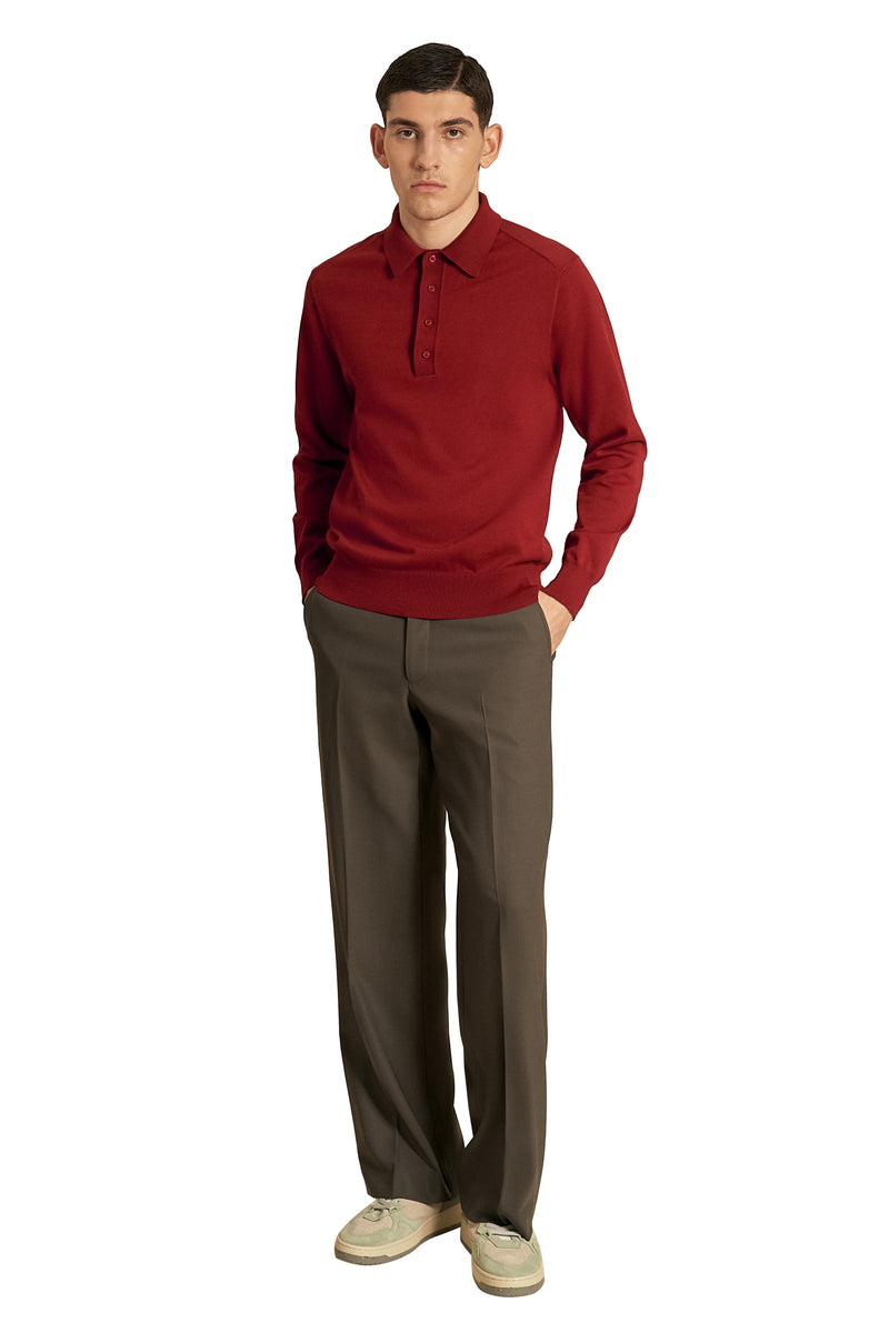 Sawy red long  sleeve knitted polo