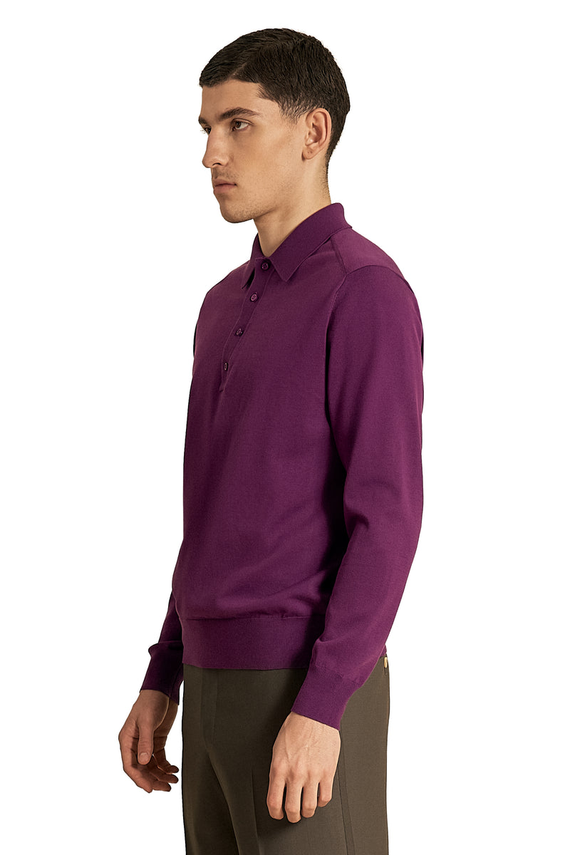 Dewberry long  sleeve knitted polo