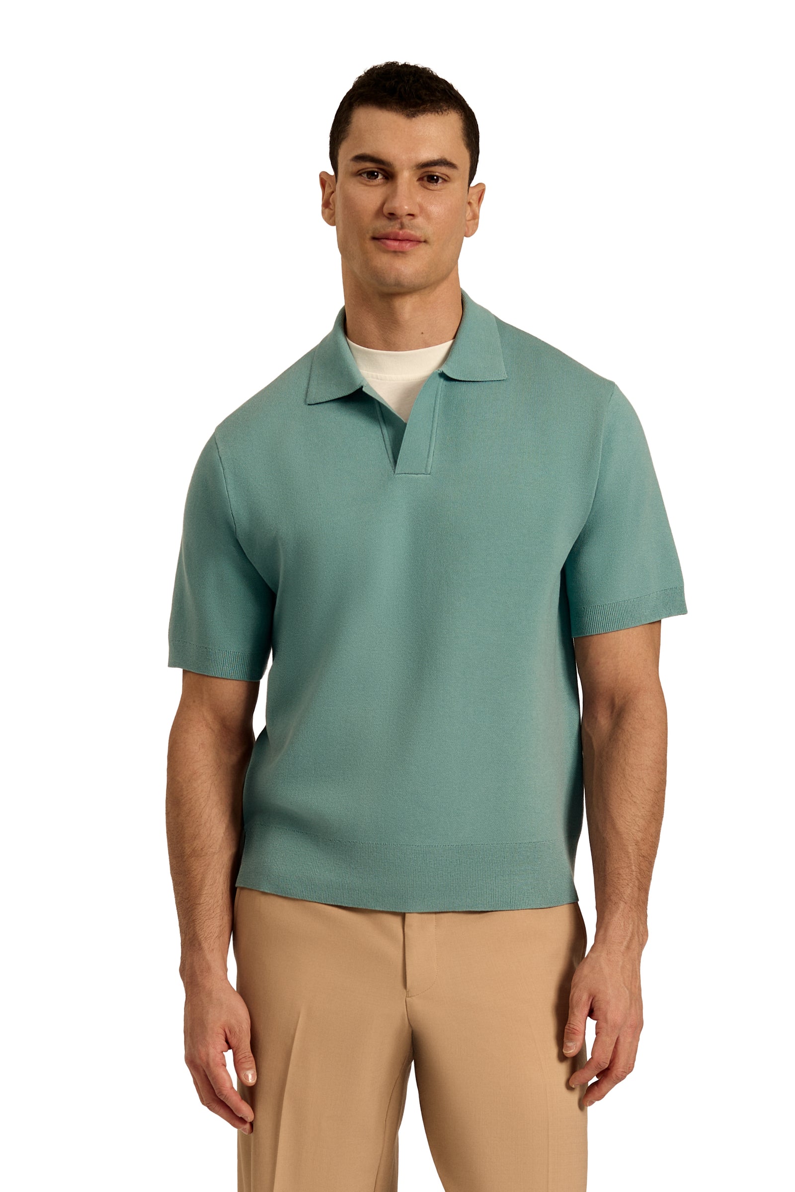 Slate Blue Short Sleeve Silk Cotton Polo | Carlos Campos New York